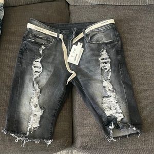 Brand new. Unworn. Black washed distressed YoungLA jean shorts. Size 30